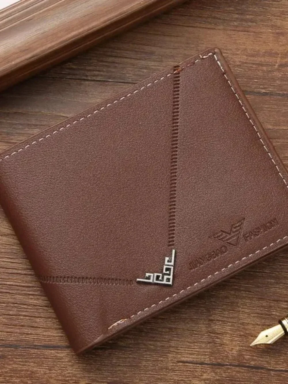 NEW Dark Brown Color Lightweight Men's Slim Bifold Vegan Leather Pocket Wallet